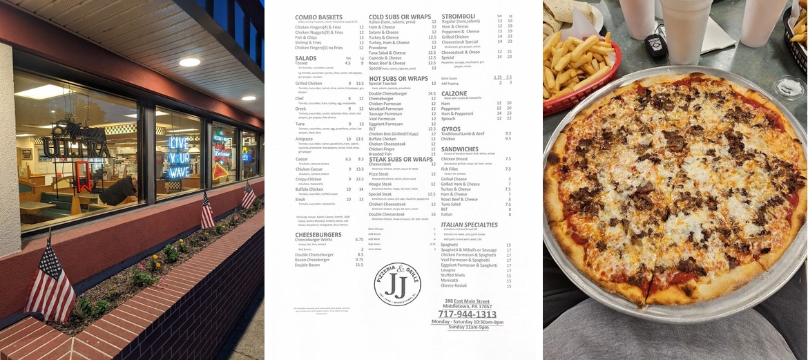 J & J Pizzeria and Grille Menu