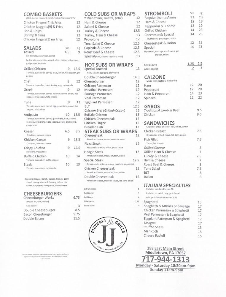 J & J Pizzeria and Grille Menu image 1